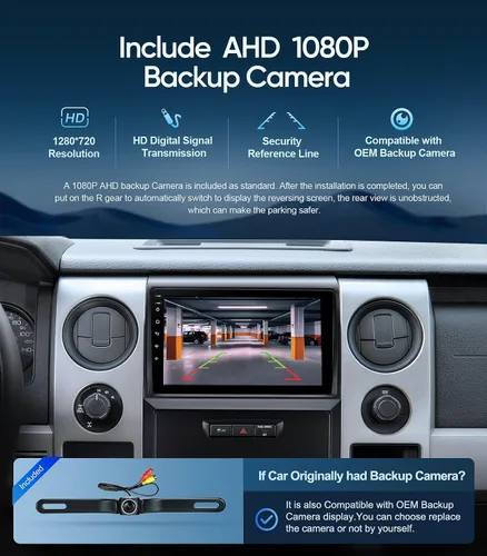 Vista 5 de Radio estéreo de coche de 9 pulgadas para Ford F150 2009-2012, pantalla táctil mejorada con Android 13, CarPlay inalámbrico, Android Auto