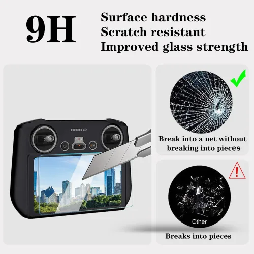 Vista 2 de Protector de pantalla (3+1 unidad) compatible con DJI Mini 3/Mini 3 Pro, control remoto Mavic 3 RC, película de vidrio templado, antiarañazos