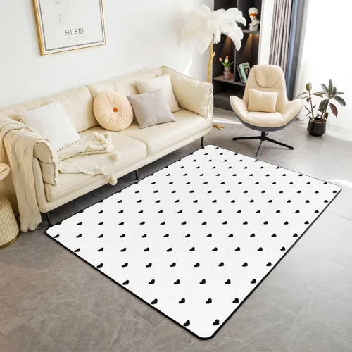 Vista 12 de Erosebridal Alfombra geométrica negra y blanca de 3 x 5 pies, patrón geométrico cuadrado a cuadros, alfombra decorativa para niños, niñas
