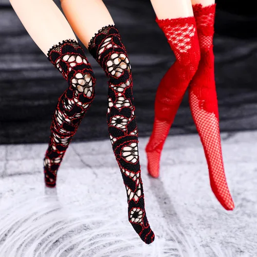 Vista 4 de Sotiff - 10 pares de medias de encaje para muñeca para ropa de muñeca Calcetines largos hechos a mano con patrones huecos de encaje, accesorios