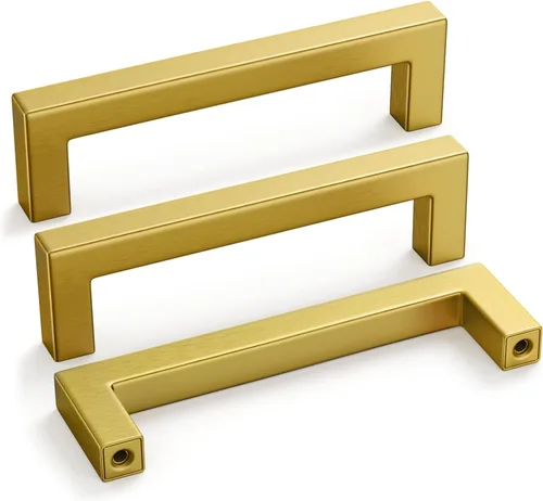 Vista 45 de Goldenwarm 1 paquete de manija cuadrada negra para cajones de gabinete de barra, de acero inoxidable, herrajes modernos para gabinetes de cocina