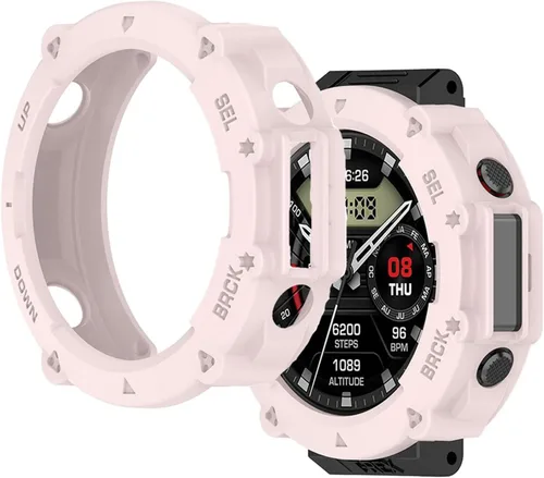 Vista 9 de Funda protectora compatible con Amazfit T-Rex Ultra Watch, TPU suave a prueba de golpes, funda protectora de marco para reloj inteligente, 2 Beige