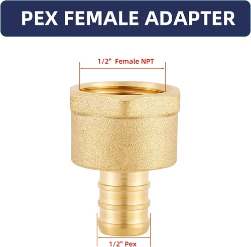 Vista 2 de Accesorios Pex de latón sin plomo de 1/2 pulgada, adaptador hembra de 1/2 Pex, adaptador roscado hembra PEX 1/2 "x 1/2" NPT hembra, 1/2 pulgada Pex