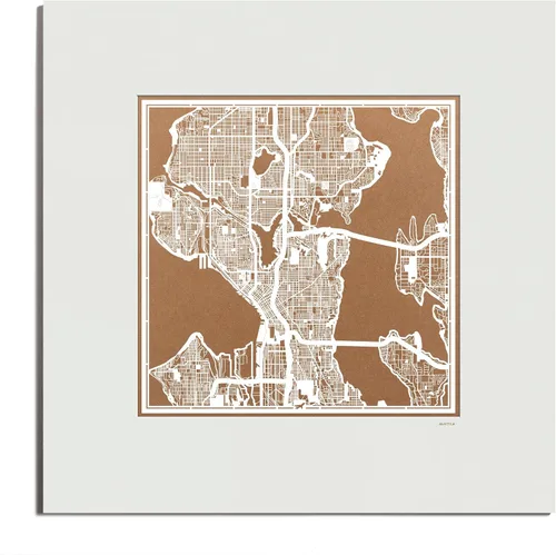 Vista 13 de O3 Design Studio San Diego, CA Paper Cut Map Matted Grey 20x20 in Paper Art