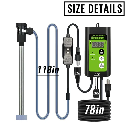 Vista 4 de Calentador de agua sumergible de 1800 W para bañera de hidromasaje y piscina, portátil, con control de temperatura y protección contra fugas GFCI