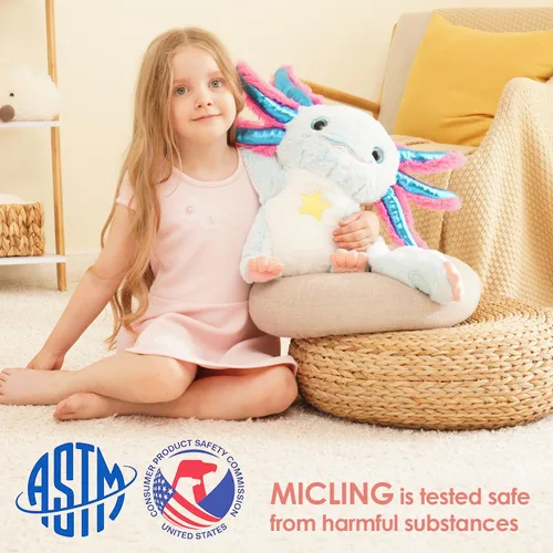 Vista 6 de Micling Animal de Peluche con Peso - Ajolote Azul 4.5 libras, Ideal para Necesidades Sensoriales, Autismo y Ansiedad Comodidad y Relajación tanto