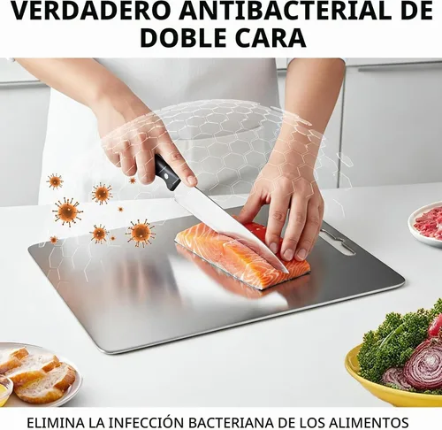 Vista 5 de Tablas de cortar de titanio 100% puro para cocina, tabla de cortar de doble cara de grado alimenticio, borde liso sin daño, ahorro de espacio, apto