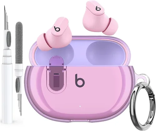 Vista 9 de Olytop para Beats Studio Buds/Buds + Funda Transparente con Cerradura 2021/2023, Funda Protectora de TPU Suave Transparente con Kit de Limpieza