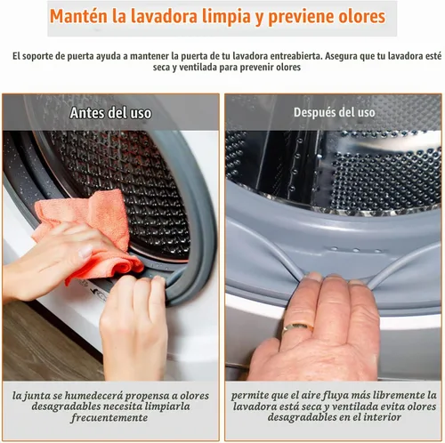 Vista 6 de Soporte y tope para puerta de lavadora de carga frontal, soporte de puerta de lavadora removible con base magnética de 43mm, tope flexible