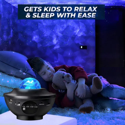 Vista 4 de Proyector de galaxia con luz de estrella para dormitorio, altavoz Bluetooth, brillo ajustable, 10 opciones de color, modos de temporizador Nubes