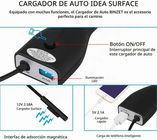 Vista 2 de Cargador de coche de superficie, fuente de alimentación de 42W 12V 2.58A