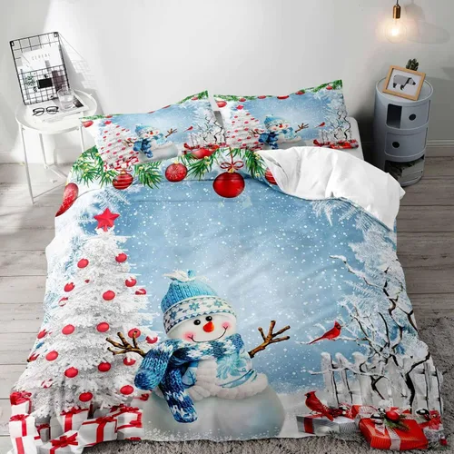 Vista 37 de LUVIVIHOME 2 piezas de funda de edredón de Navidad, juego de ropa de cama individual, ropa de cama rústica de cabaña, colcha de Navidad y Día
