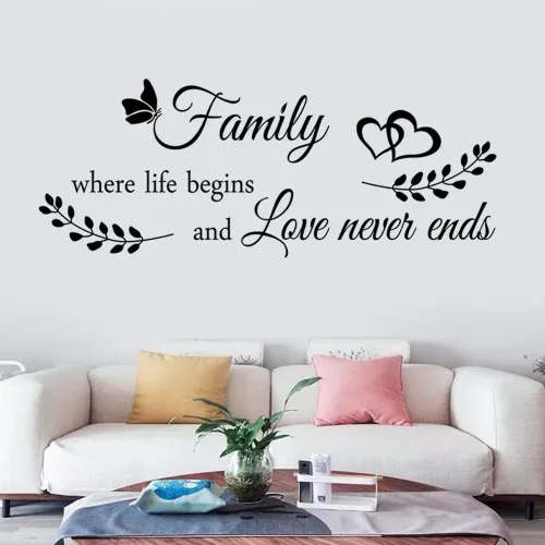 Vista 2 de 4 carteles decorativos de pared con texto en inglés «This is us together» («This is us together» bendice this home), calcomanías de vinilo