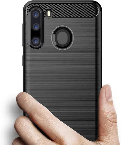 Vista 4 de Asuwish Funda compatible con Samsung Galaxy A21, protector de pantalla de vidrio templado y accesorios para celda, fundas delgadas de silicona suave