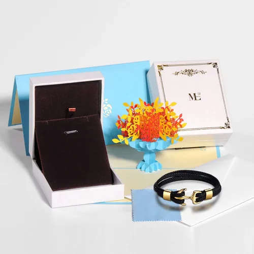 Vista 5 de MicLee Pulsera de cuero de anclaje vintage para hombre, pulsera multicapa, pulsera de cuerda con caja de regalo