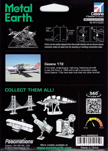 Vista 7 de Metal Earth Cessna 172 Airplane 3D Metal Model Kit Fascinaciones