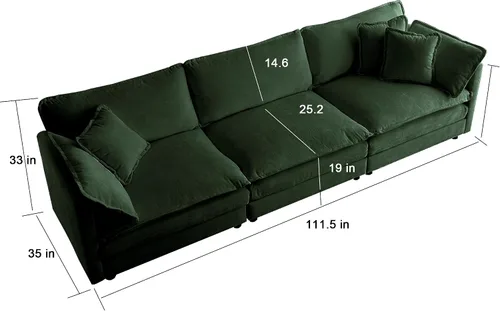 Vista 3 de Sofá modular en forma de U con reposapiés reversible, sofá modular de 5 plazas, sofá esquinero convertible, moderno y minimalista en forma de L