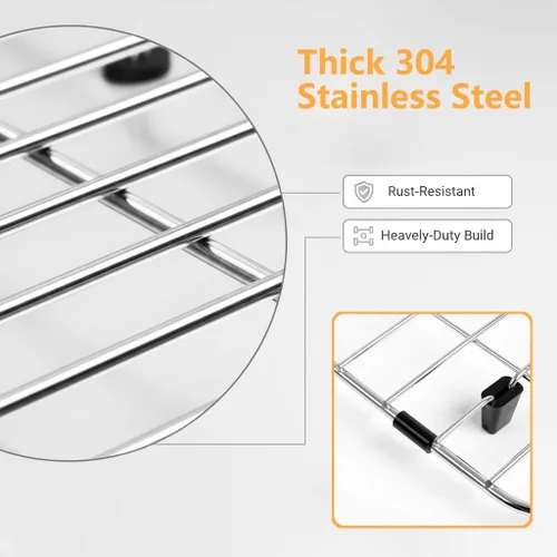 Vista 5 de Protectores de fregadero de acero inoxidable para fregadero de cocina, estante de fregadero de metal de 12.25 x 11.5 pulgadas con orificio