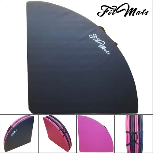 Vista 3 de Cojín circular plegable de 5 pies de ancho para ejercicio y bastón de baile. Alfombrilla de seguridad de espuma EPE reticulada portátil con cubierta