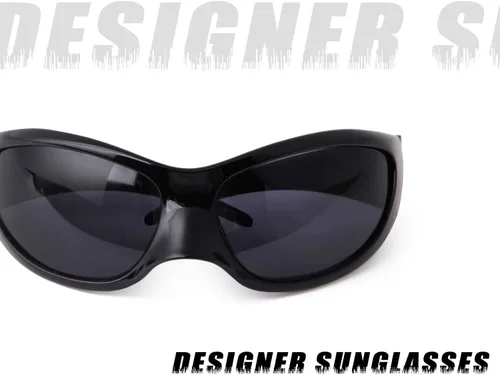 Vista 3 de VIA LEECA Gafas de sol futuristas de gran tamaño para mujeres y hombres, accesorios de estilo alienígena Y2K para fiestas