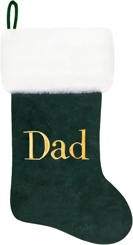 Vista 152 de Calcetines de Navidad bordados de 20 pulgadas con monograma, terciopelo negro con puño de felpa blanca supersuave, adornos clásicos para decoración