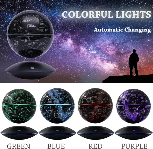 Vista 2 de Globo de levitación magnético con luz LED, globos flotantes, bola de constelación, luz nocturna, tecnología fresca, regalo educativo para niños