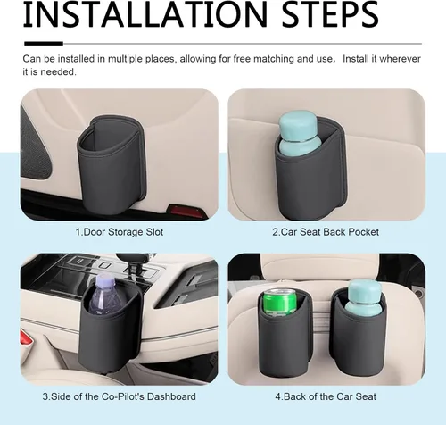 Vista 5 de 2 PCS Portavasos Grandes para Puerta de Automóvil, Soporte para Bebidas con Clip en el Bolsillo del Asiento Trasero, Portavasos de Ventana de Carro