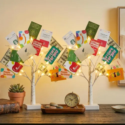 Vista 12 de EAMBRITE Árbol de abedul iluminado para decoración de Navidad para interiores para el hogar, paquete de 24 luces LED, funciona con baterías/USB