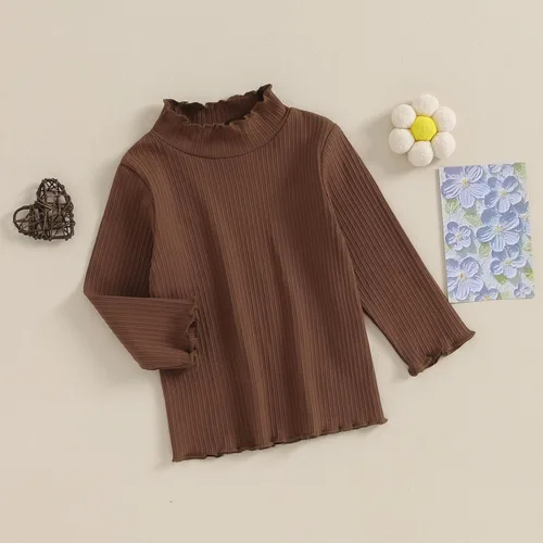 Vista 3 de Camiseta de manga larga cálida para bebés y niñas pequeñas, ropa básica para otoño e invierno