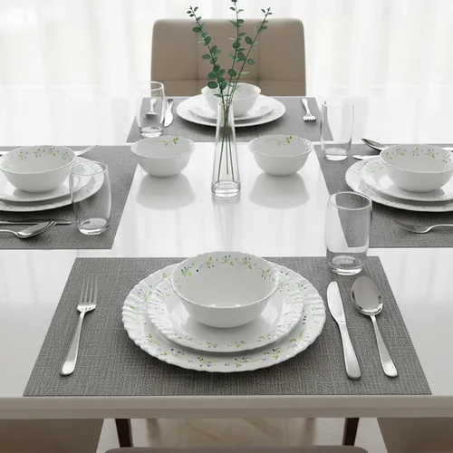Vista 9 de Cello Tropical Lagoon Dazzle Series Opalware - Juego de vajilla de 35 piezas, servicio para 6, color blanco