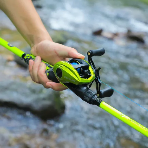 Vista 8 de Sougayilang Combo de Caña y Carrete de Pesca, Combo de Baitcasting, Cañas de Grafito IM7, Cañas de 2 Piezas, Mango EVA y Portacebo Estilo "S