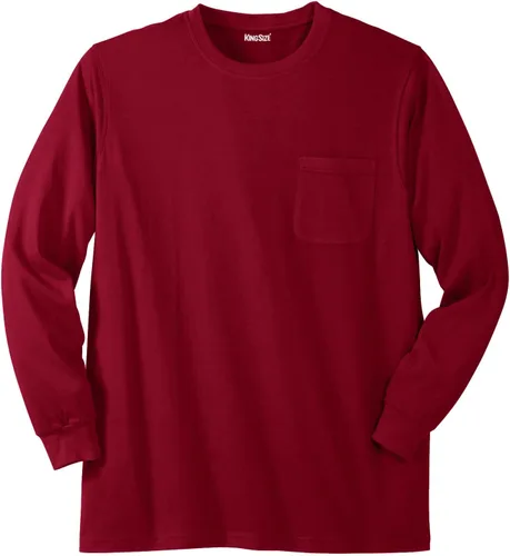 Vista 14 de KingSize Shrink-Less - Camiseta ligera de manga larga con bolsillo y cuello Negro