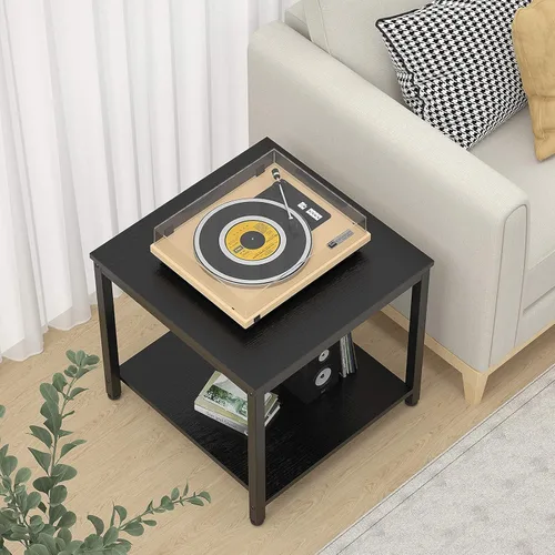 Vista 2 de Homieasy Mesa Auxiliar Cuadrada de 20 Pulgadas, Mesa de Centro de Café y Té de 2 Niveles, Mesitas de Noche para Sofá, Sillón, Cama, Mesa Auxiliar