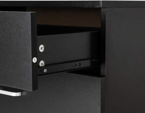 Vista 8 de corp Cómoda de madera simple de 3 cajones de almacenamiento, cómoda de madera, mesita de noche para dormitorio, sala de estar (negro)
