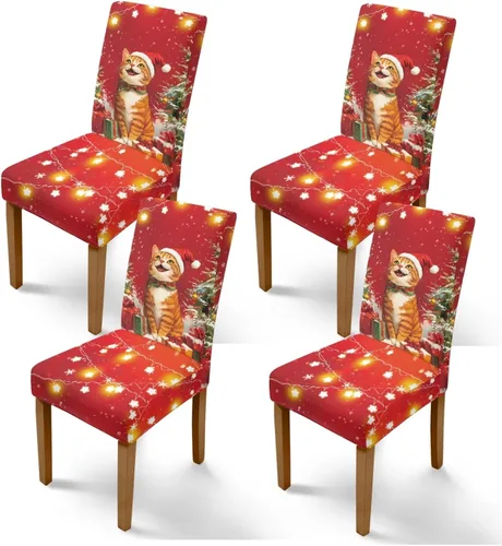 Vista 43 de Rnyleeg Fundas de silla de Navidad para sala de estar, diseño de muñeco de nieve azul, estampado de pájaros, fundas para sillas de comedor, 1