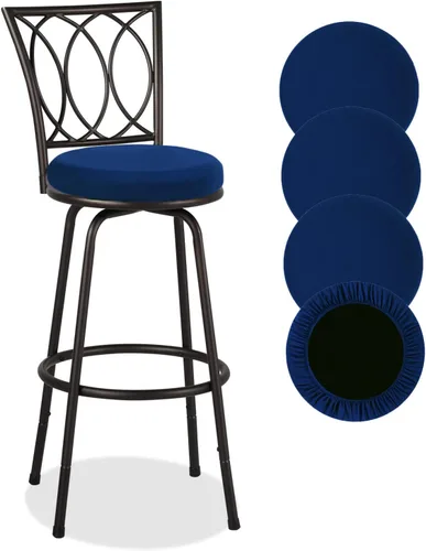 Vista 17 de Deisy Dee 4 fundas de asiento redondas para taburetes de bar, fundas elásticas para sillas redondas de 13 a 16 pulgadas (negro)