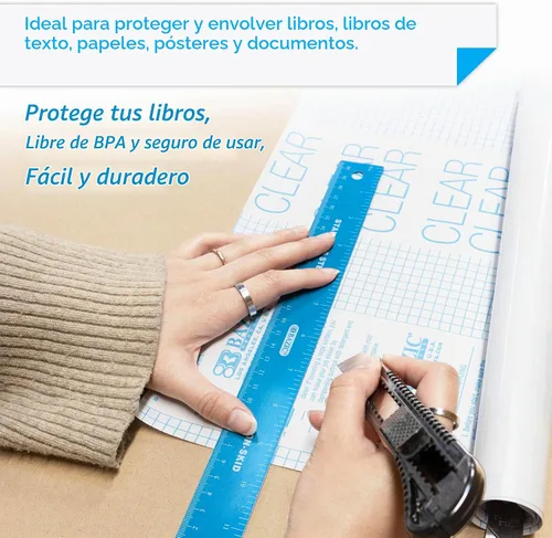 Vista 3 de BAZIC Products Forro para Libros - Cubierta Transparente Autoadhesiva Protectora de Libros para Cubiertas de Libros de Tapa Blanda, Cubierta