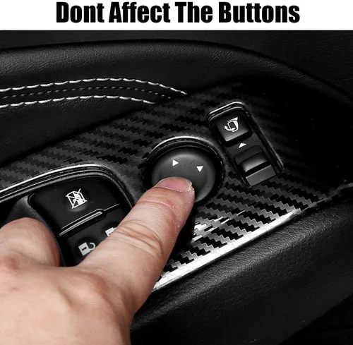 Vista 5 de XITER 4 piezas ABS de fibra de carbono para interior de automóvil, cubierta de panel de control de ventana de puerta de automóvil, moldura
