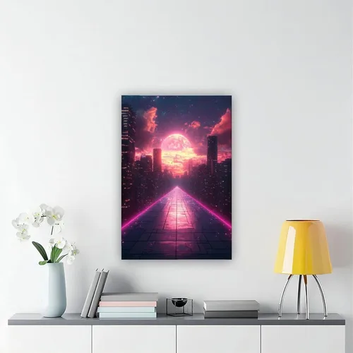Vista 6 de Retro Futurism Neon Wall Art – Synthwave Sci-Fi Cityscape – Vibrant 80s Inspired Home Décor Modern Wall Prints Abstract Geometric Minimalist Art