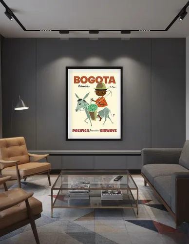 Vista 7 de Sokoloff c.1950s - Bogotá Colombia - Pacifica International Airways - Andes Boy with Colombian Emeralds - Póster vintage de viaje de aerolínea por