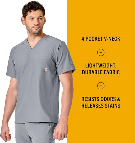Vista 3 de Carhartt Scrubs C16113 Force Modern Fit V-Neck Top