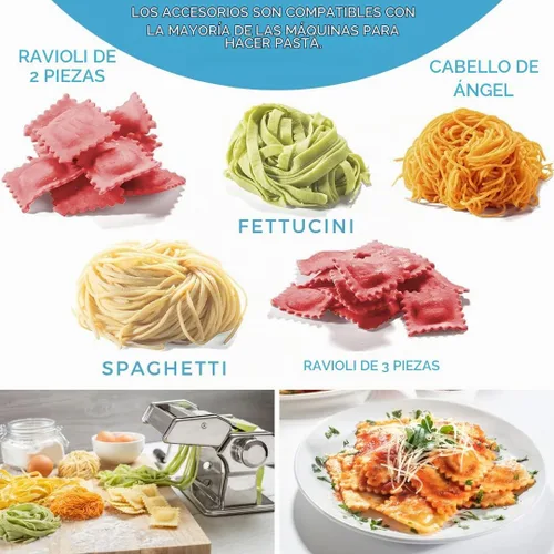 Vista 6 de Juego de accesorios para máquina de pasta, incluye 5 cortadores diferentes