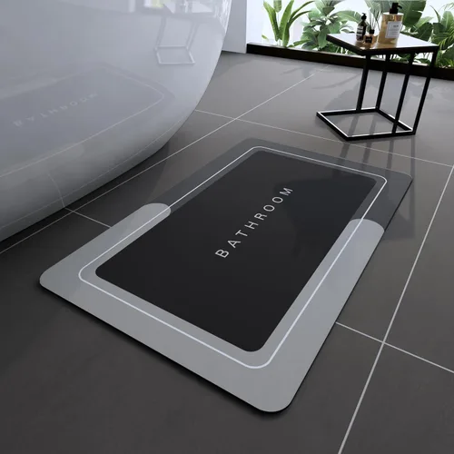 Vista 36 de Tapetes de baño antideslizantes de secado rápido, tapetes de baño de goma súper absorbentes para debajo de la puerta, tapetes de baño para baño, Azul
