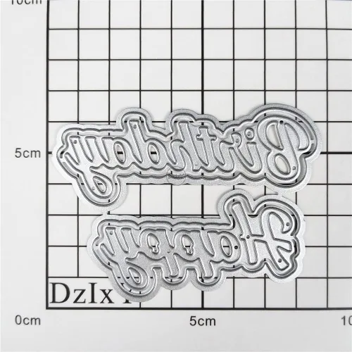 Vista 4 de DzIxY Shadow Happy Birthday - Troqueles de corte de metal para hacer tarjetas, kit de álbumes de recortes, papel en relieve, troquelados, plantillas