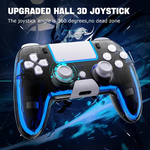 Vista 3 de BRHE Wireless PS4 Controller with Hall 3D JoysticksRGB LED LightsProgramming Funtion,PS4 Controller Remote Joystick Gamepad,Game Controller for