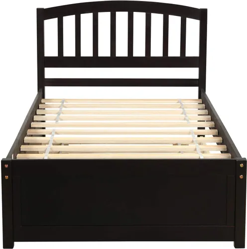 Vista 3 de Harper & Bright Designs Cama individual con cama nido, cama individual de plataforma de madera con cabecera y base de colchón estribo, fuerte