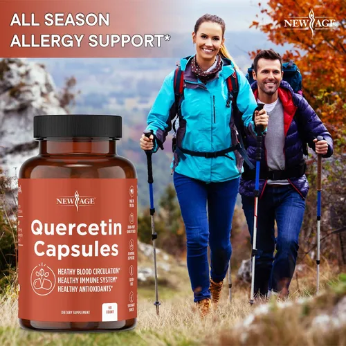 Vista 3 de NEW AGE Quercetina 1000mg Quercetina Cápsulas Vegetarianas 120 Recuento