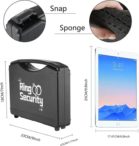 Vista 3 de Juego de regalo para portador de anillos de boda, caja de seguridad para anillos con oreja espía, insignia exclusiva, lentes de sol negros, tarjeta