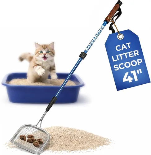 Vista 10 de Sand Dipper Recogedor de Caca de Gato y Recogedor de Caca de Pollo - Resistente Grande de 6" Cuadrado de Acero Inoxidable con Mango Largo
