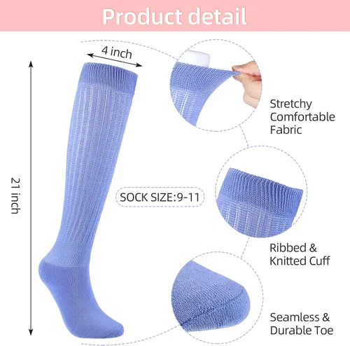 Vista 3 de SATINIOR 10 pares de calcetines de punto holgados para mujer, calcetines altos hasta la rodilla, cálidos, largos, apilados (color brillante), Bright